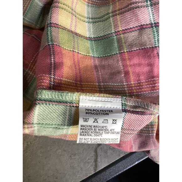 Blakeley Plaid Hoodie Multicolor Button Front Drawstring Hood Holiday Shacket - Picture 4 of 4